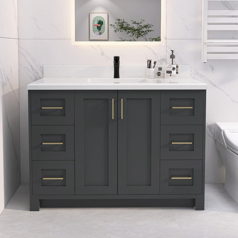 ZEAFIVE 48" Bathroom Vanities Solid Wood Freestanding with Sink Combo Modern Wayfair